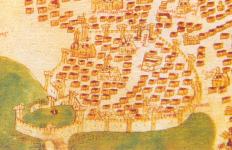 Η παλαιά οχύρωση όπως αποτυπώθηκε από τον Chr. Buondelmonti, 1415